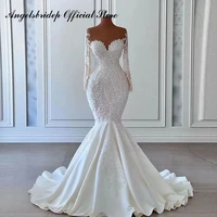 angelsbridep boho memaid wedding dresses lace appliques sweep train long sleeves bridal gowns robe de mari%c3%a9e vestidos de novia