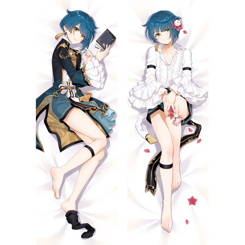 

Game Genshin Impact Xingqiu Cosplay Pillow Case Dakimakura Peachskin Xingqiu 2-Side Hugging Body Throw Cushion Pillow Cover Case