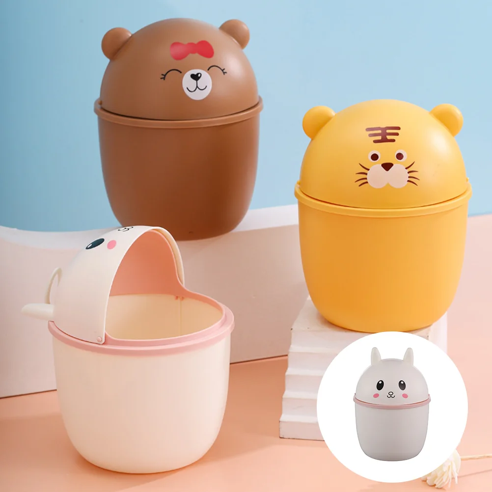 

Can Garbage Trash Mini Bin Waste Tiny Basket Countertop Bucket Container Cans Paper Desktop Table Dustbin Bedroom Animal