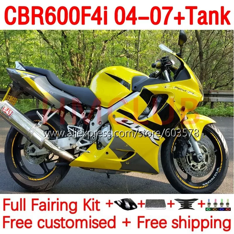 

+Tank OEM Body For HONDA CBR 600 CBR600 F4i 600F4i 600CC CBR600F4i 04 05 06 07 2004 2005 2006 2007 Fairing 189No.168 yellow blk