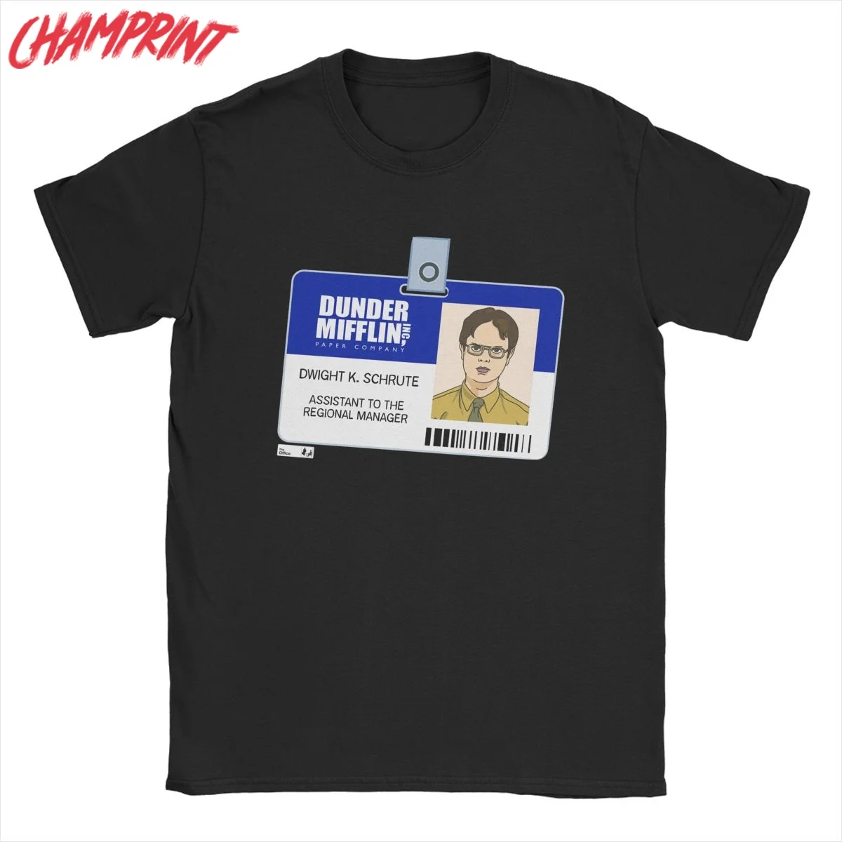 

Мужские футболки с надписью «Dwight Schrute ID Badge», футболка из чистого хлопка, футболки серии офис, ТВ, топы с круглым вырезом, идея подарка