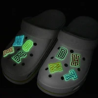 1pcs luminous letters croc charms accessories fashion soft pvc shoe buckle fluorescent shoes decoration kid cartoon charm design