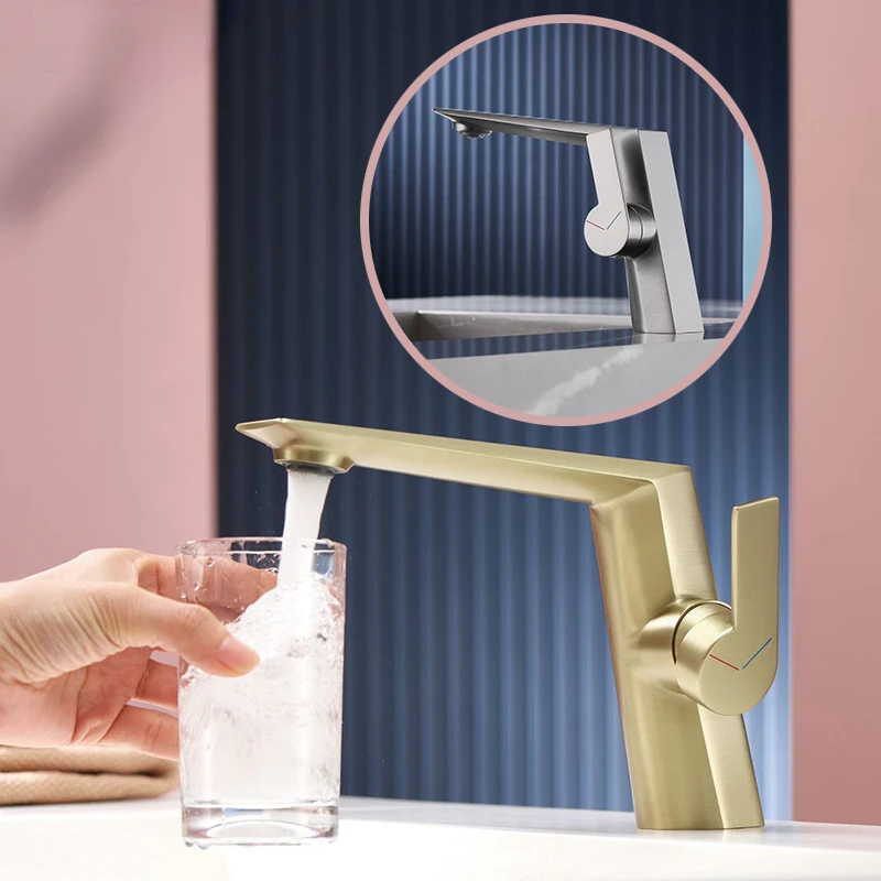 

Luxury Bathroom Faucet Single Basin Mixer Design Sink Faucet Gourmet Washbasin Hot Cold Taps Brass Golden Tapware Crane Grey
