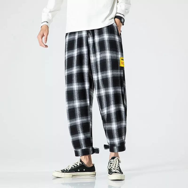 

NEW IN Men's Woman‘s Joggers Plaid Pants Black Fashion Men 2021 Summer Jogging Sweatpants Casual Streetwear Loose Trouser