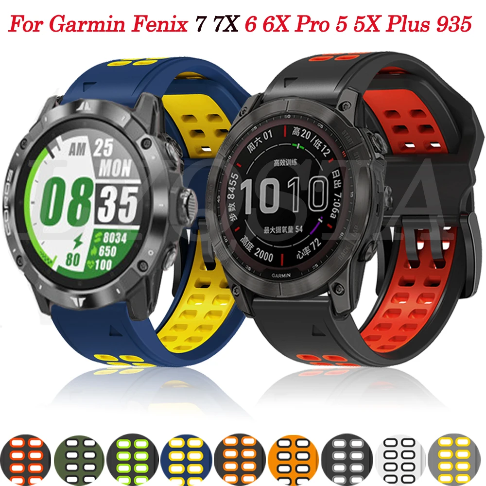 

26 22mm Smart Strap Replacement For Garmin Fenix 7 7X EPIX 6 6X Pro 5 5X 3HR 945 Silicone Smartwatch QuickFit Belt Band Bracelet