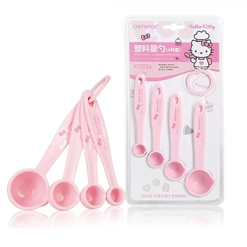 

Sanrio Cute Baking Tools Kitchen Supplies Double Scale Spoon 4Pcs/set Safe and Non-Toxic Kawaii New Style Toys for Girls