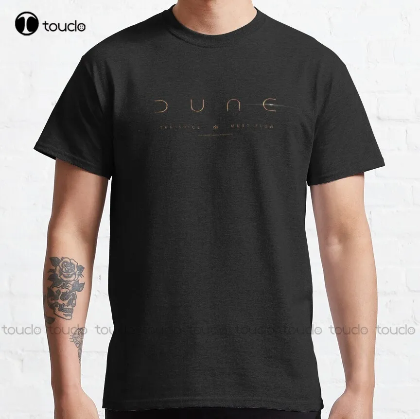 

Dune / The Spice Must Flow Classic T-Shirt Mens Shirts O-Neck Streetwear Oversized Men Tee Shirts Short Sleeve Funny Tee Shirts