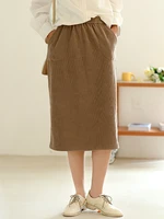 skirts for women loose a line package hip skirts korean casual vintage midi skirts jupe longue femme