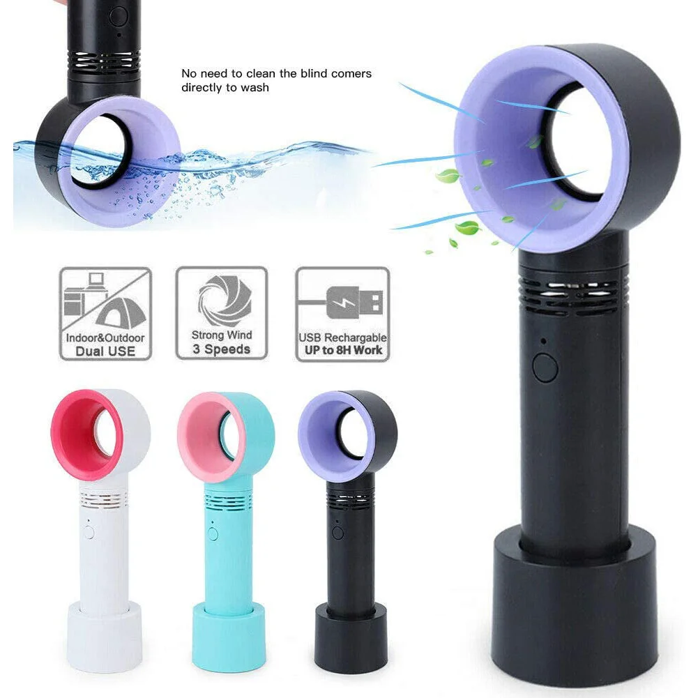 

Mini Portable Handheld USB Rechargeable Bladeless Fan Air Conditioning Blower Desktop Air High Wind Power Cooling Fan Desk Fan