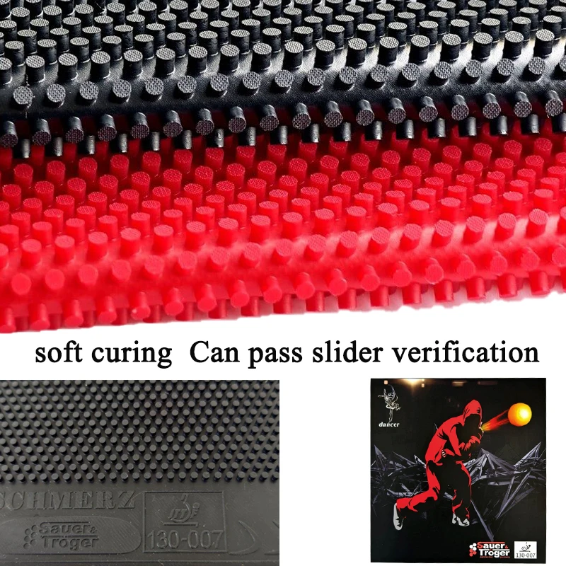 Фото Накладка для настольного тенниса Soft Curing Sauer Dancer 007, сверхмягкая, с длинными шипами, средними частицами, OX, прошла проверку №1