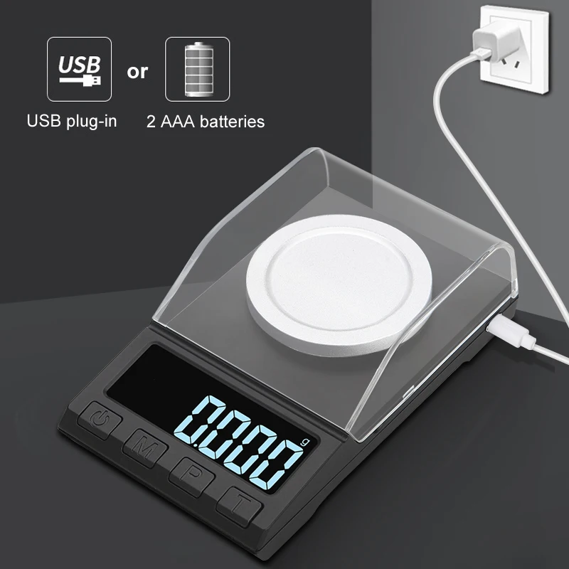 

0.001g Precision Electronic Scales 100g/50g/20g Digital Weighing Gem Jewelry Diamond Scale Portable Lab Weight Milligram Scale