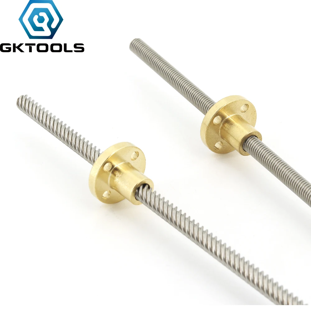 304 нержавеющая сталь винт T8 длиной 750 мм с ведущим 1мм 2мм 4мм 8мм 14мм трапецеидальным шпинделем 1шт с латунной гайкой на.