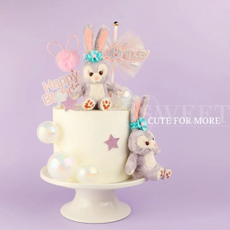 

colored Rabbit ears cake topper children Gender Reveal Wedding Christening Anniversary Birthday Party Cupcakes decoration tools