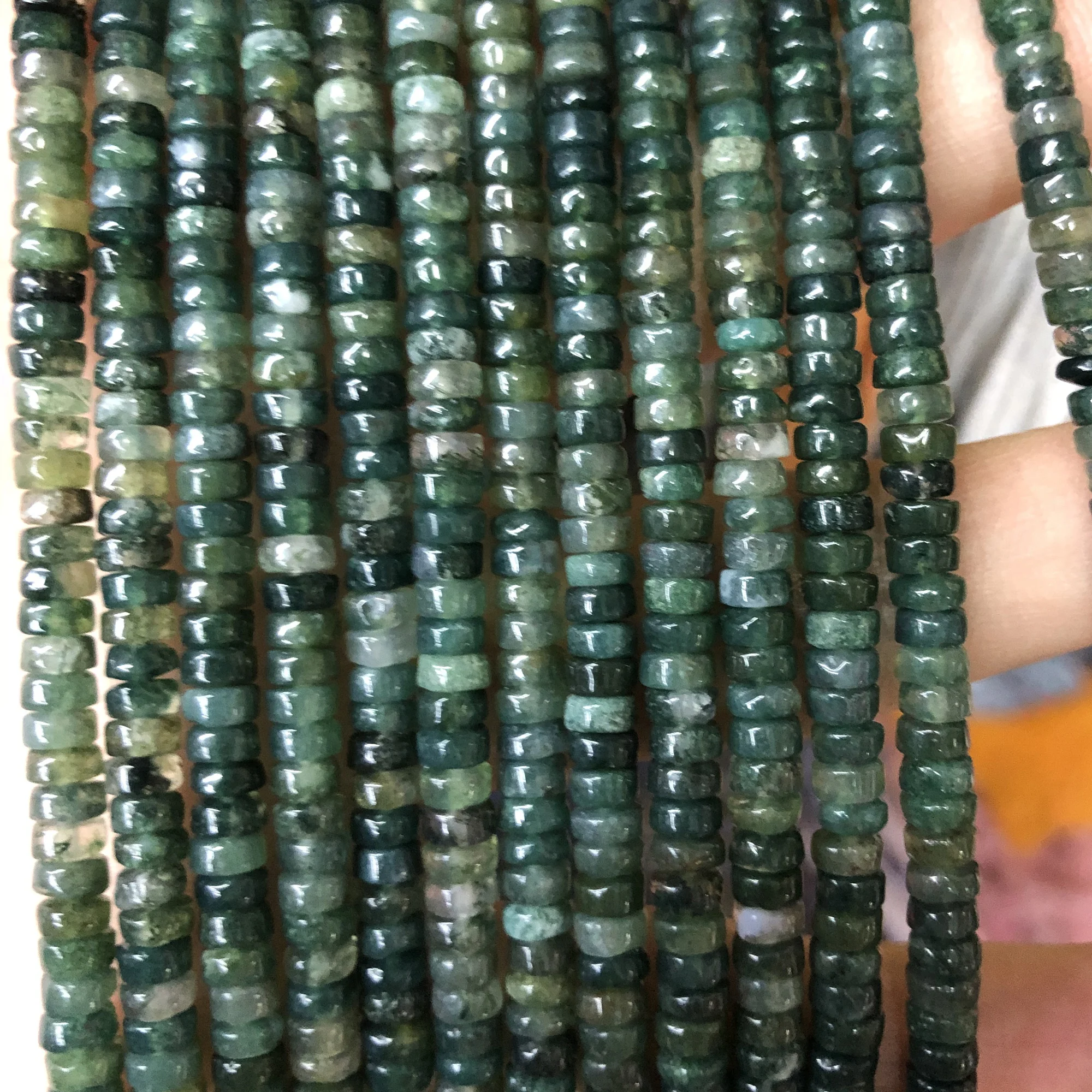 

2x4mm Moss Agate Beads Natural Stone Beads Rondelle Beads 15''