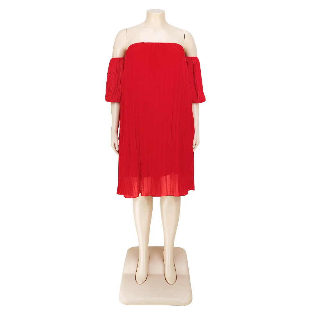 Plus Size Elegant Dress For Chubby Women Ruffle Off Shoulder Chiffon Luxury Pretty Cloth 2023 Summer Trendy Party Loose Dress