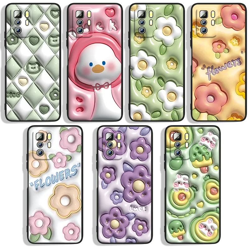 

Lovely flower 3D effect Phone Case For Xiaomi Redmi Note 11E 11T 11S 10T 10S 9S 9T 8T 7 Pro Plus Lite Max Black Cover