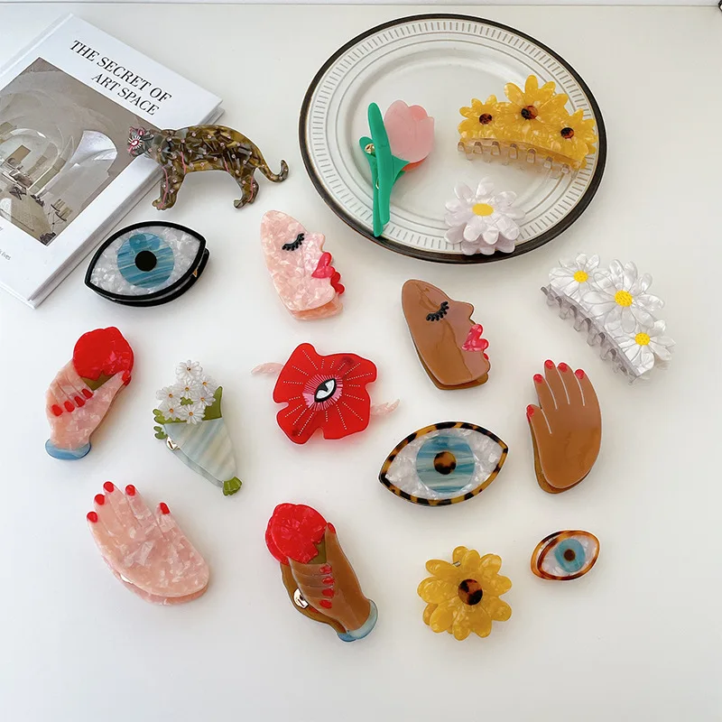 Многолетняя Корейская заколка для волос Ins женский глаз лица рук металлическая в