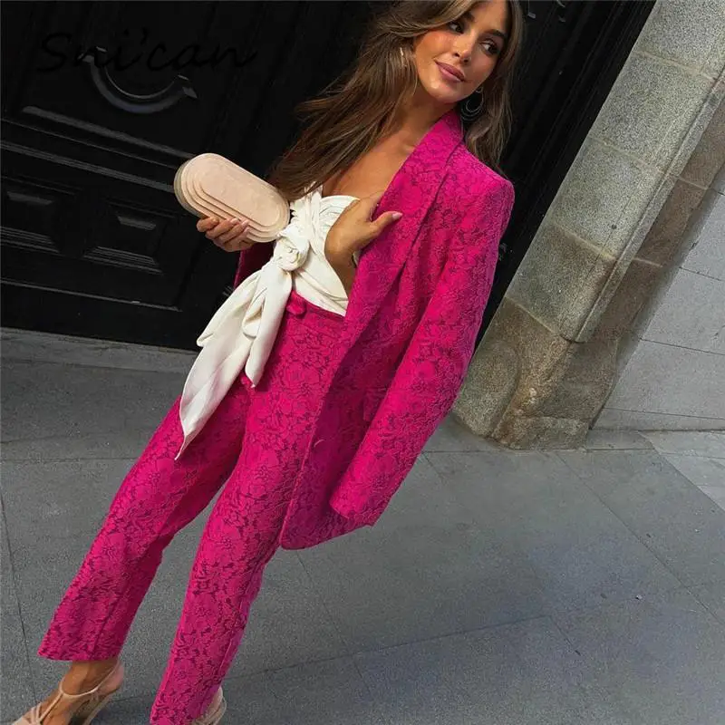 

Женский однотонный блейзер с цветочным кружевом и розами, модная зимняя повседневная офисная куртка оверсайз, пальто, винтажные топы, верхн...