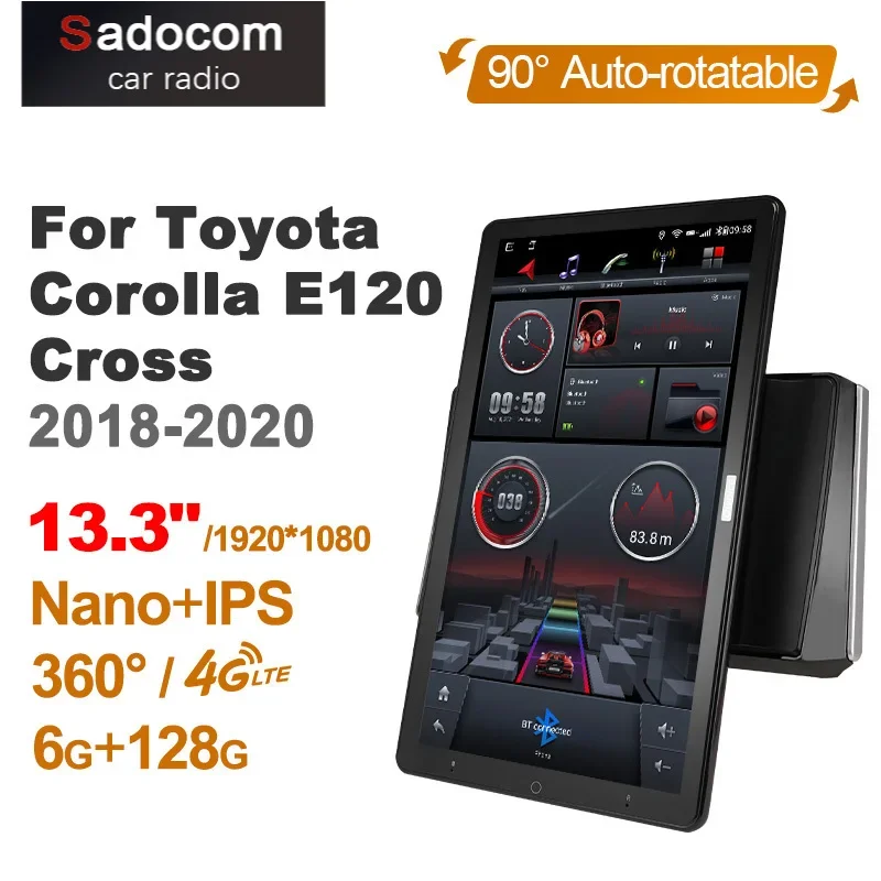 1920*1080 1080P Android 10 0 для Toyota Corolla E120 Cross 2018 - 2020 автомобильное радио Видео Аудио 13 3