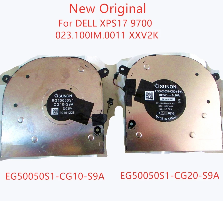 

Новый оригинальный вентилятор охлаждения ЦП и ГП для ноутбука DELL XPS17 9700 Fan 023.100IM.0011 XXV2K EG50050S1-CG20-S9A 5V