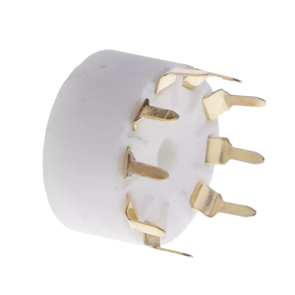 White Ceramics Gold Plated 9-pin Tube Socket GZC9-A-G Vacuum Saver Base | Cable Tools