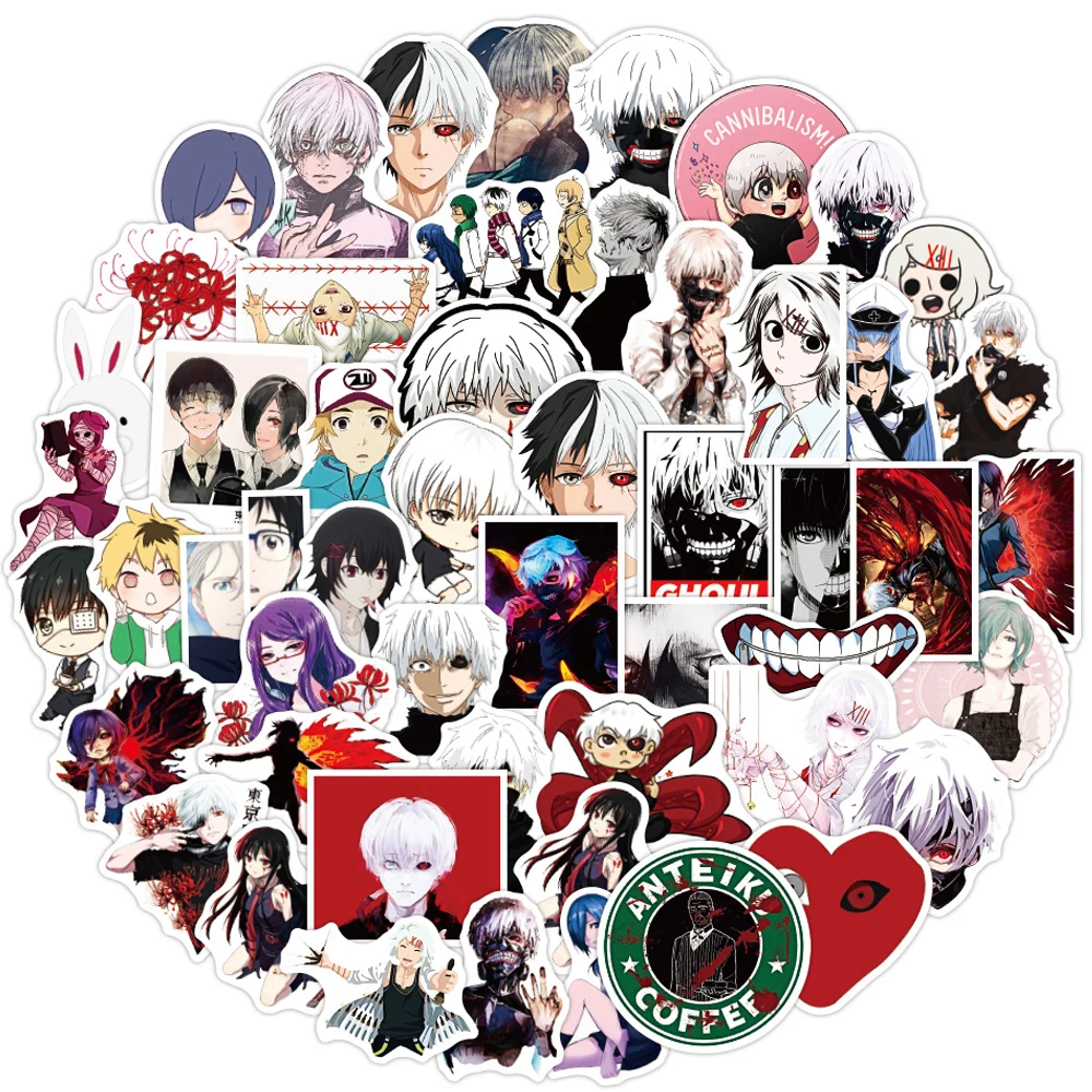 

10/30/50PCS Tokyo Ghoul Anime Cartoon Stickers Graffiti Skateboard Fridge Guitar Motorcycle Luggage Cartoon Waterproof Sticker