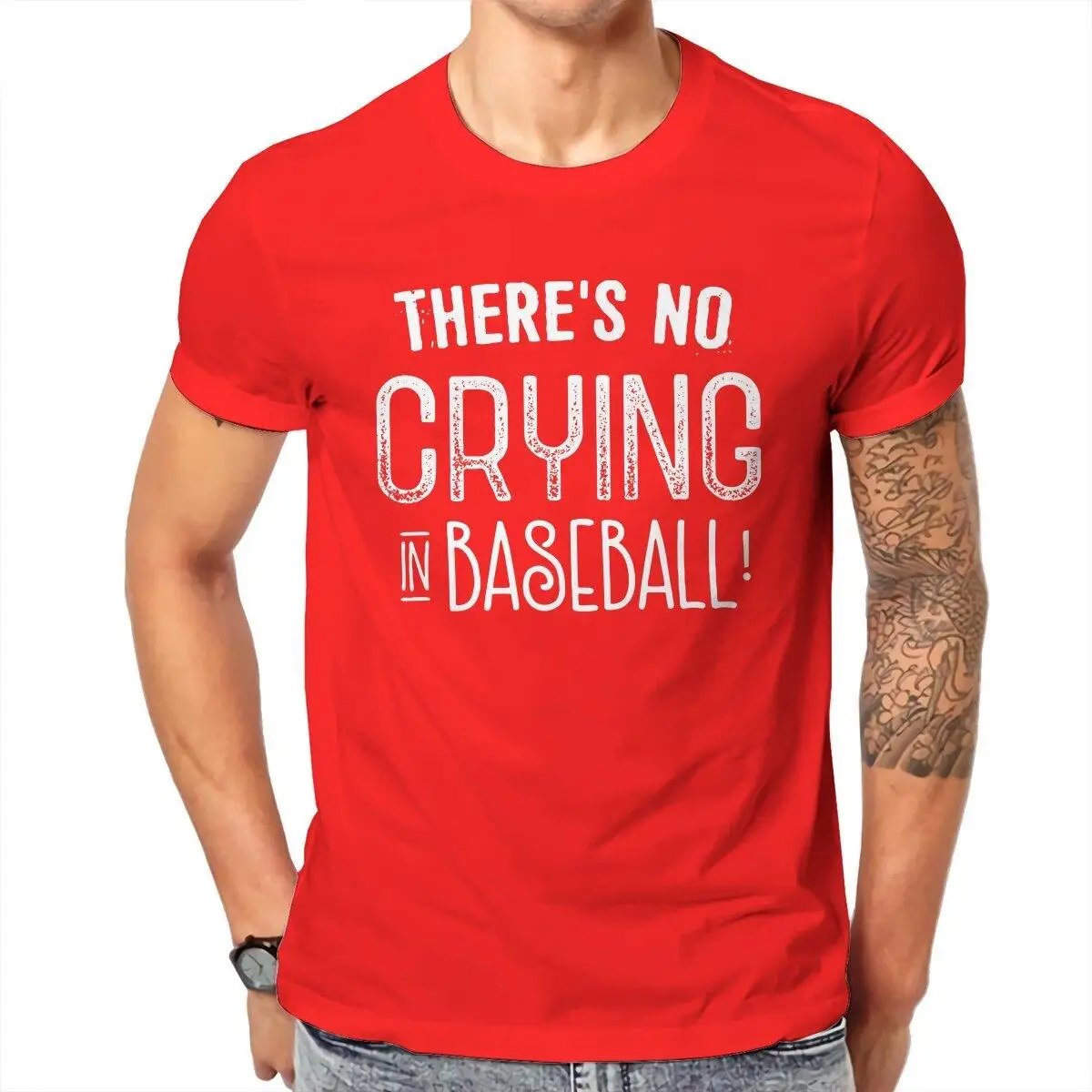 There Is No Crying In Baseball A League Of Their Own T-Shirt for Men Cotton T Shirt Short Sleeve Tee Shirt Gift Idea Clothes