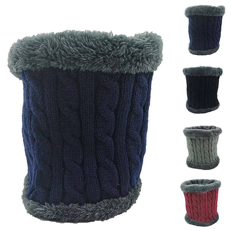 

Fashion Neck Scarf Winter women Men solid knitting Collar scarfs Thick Warm Velveted Ring Scarves Outdoor windproof Scarf rings