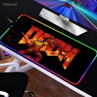 large rgb doom mouse pad anime gaming mousepad led mause pad gamer accessories mouse carpet pc desk mat with backlit lol table