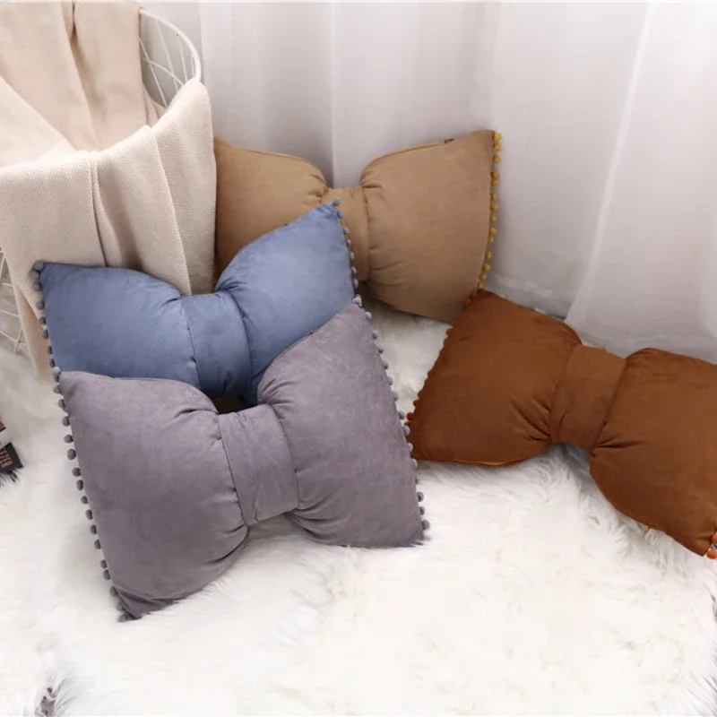 Милые скандинавские подушки с бантом однотонные для сиденья принцессы