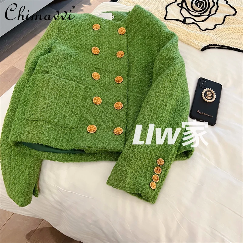 

Fashion Jacket Women 2022 Autumn New Socialite Short Elegant Long Sleeve All-Matching Coat High-End Double Breasted Coats