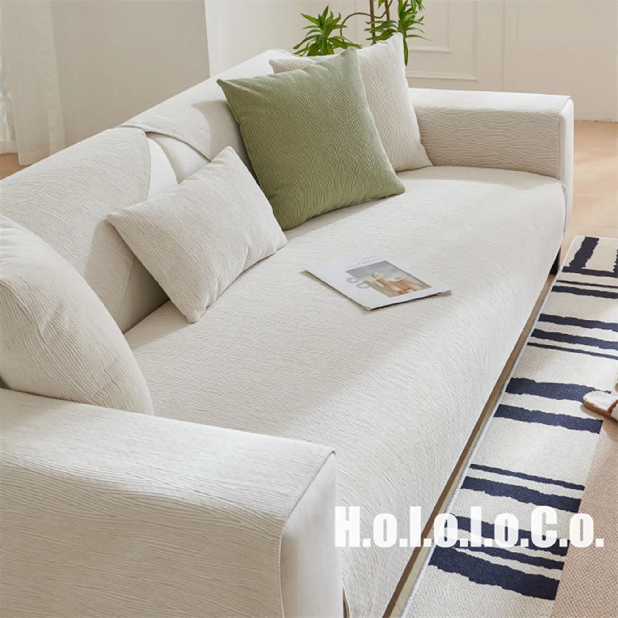 

2023 New Minimalist Non-Slip Washable Cushion Soft Chenille Jacquard Sofa Cover Throw Pillowcase Couch Slipcover Protector