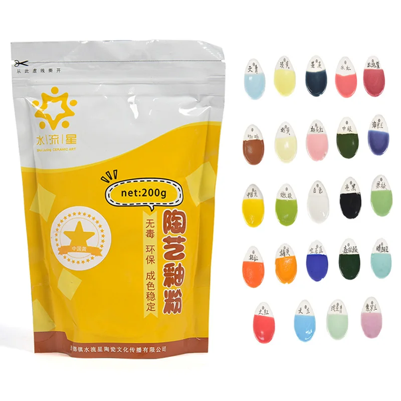 

Ceramic 24 Monochrome Medium and High Temperature Glaze Powder Jingdezhen Glaze Painting Pigment 1180-1250 °Pottery Art Creation