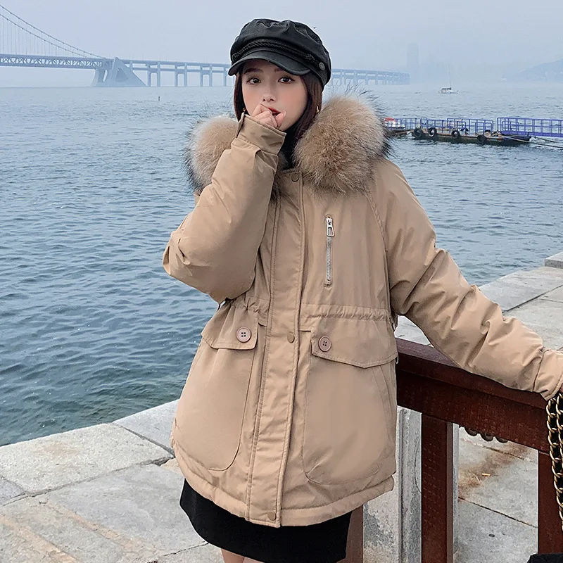 Jacket Women Winter Coat Hooded Fur Collar Outwear Cotton-padded Jacket Ladies Warm Loose Fashion Korean Style 2022 Clothes