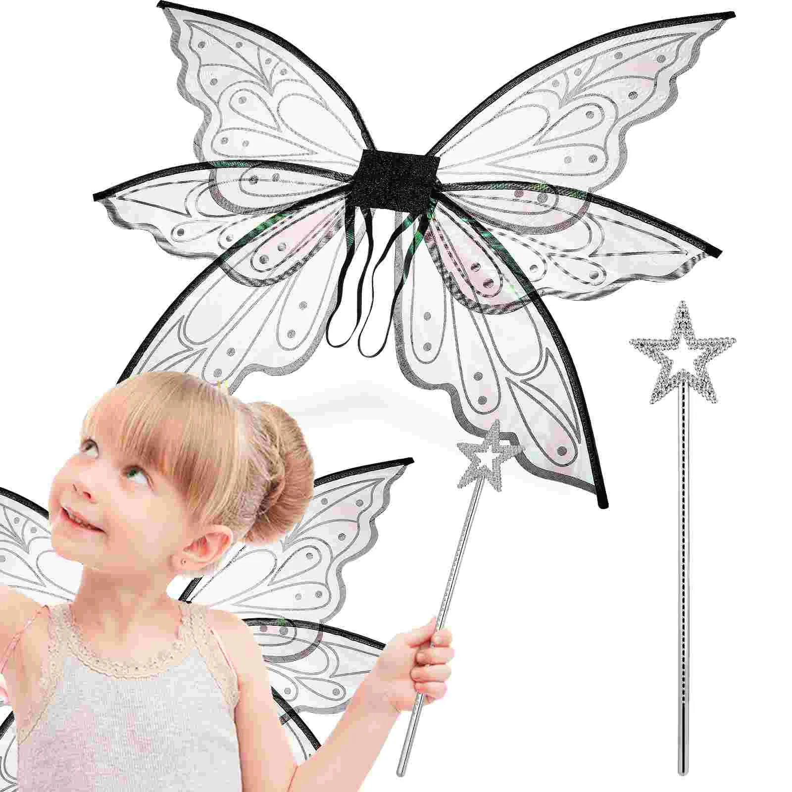

1 Set Butterfly Wing Prop Star Fairy Wand Kids Cosplay Wing Prop Fairy Wand for Performance