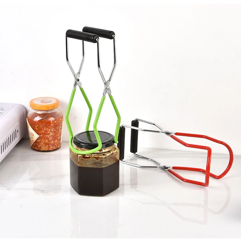 

Canning Jar Lifter with Grip Handle Stainless Steel Heat Resistance Anti-clip Wide Mouth Jar Clip Can Tongs Glass Bottle Holder