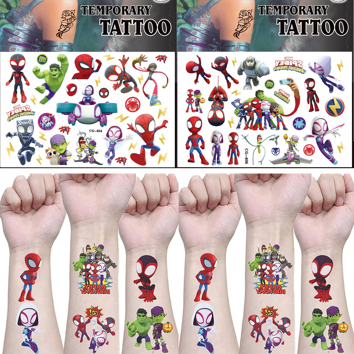 Spidey and His Amazing Friends Temporary Tattoos for Kids Birthday Party Supplies Favors Cute Tattoos Stickers Party Decoration