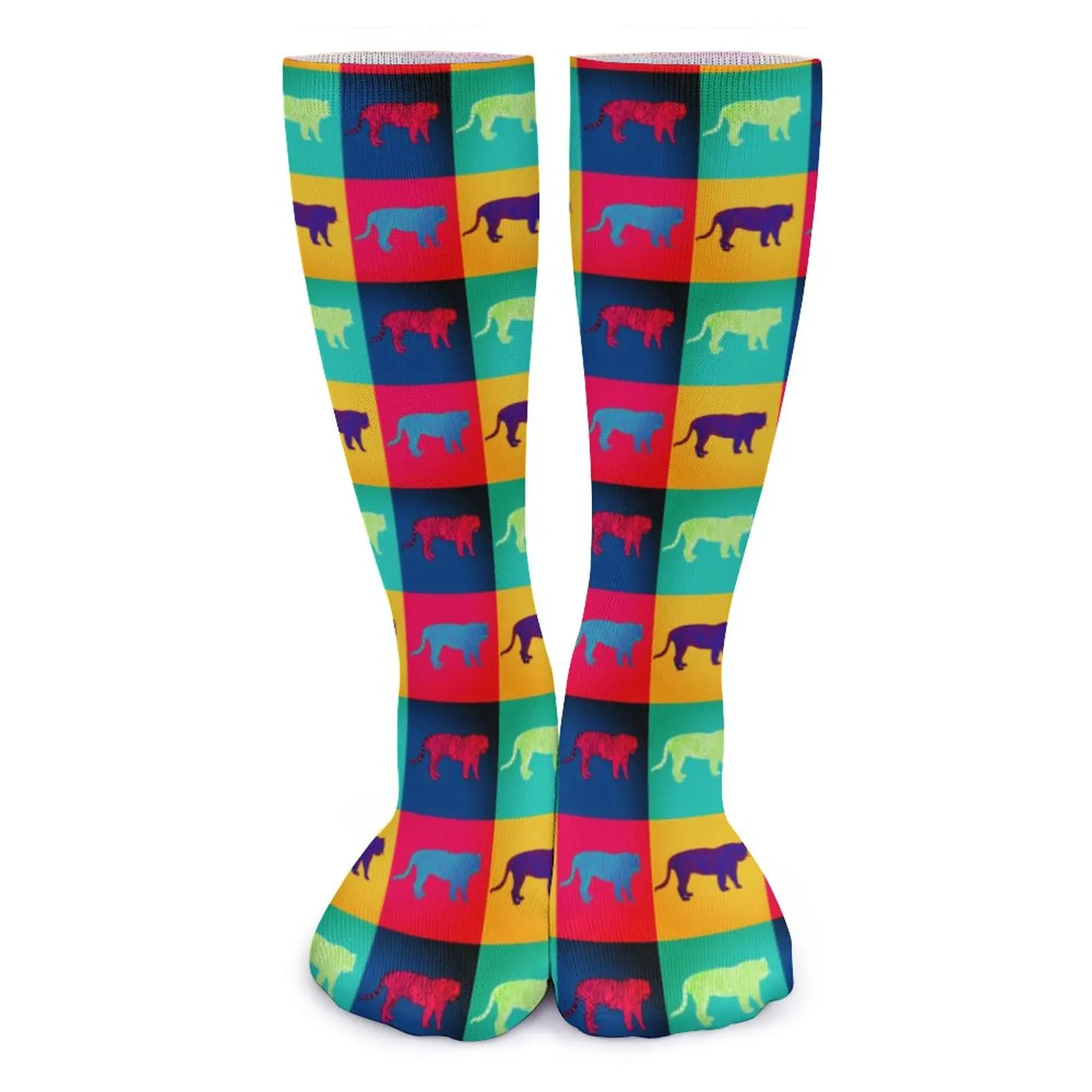 

Красочные тигровые чулки, парные носки в стиле поп-арт, удобные женские нескользящие дизайнерские носки для скалолазания, подарок