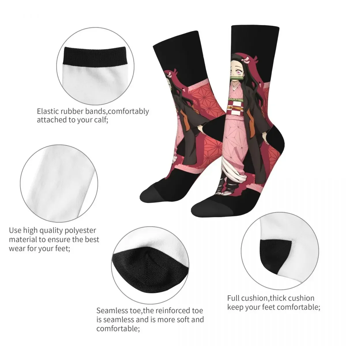 Зимние теплые сумасшедшие дизайнерские носки унисекс рассекающие демонов Nezuko
