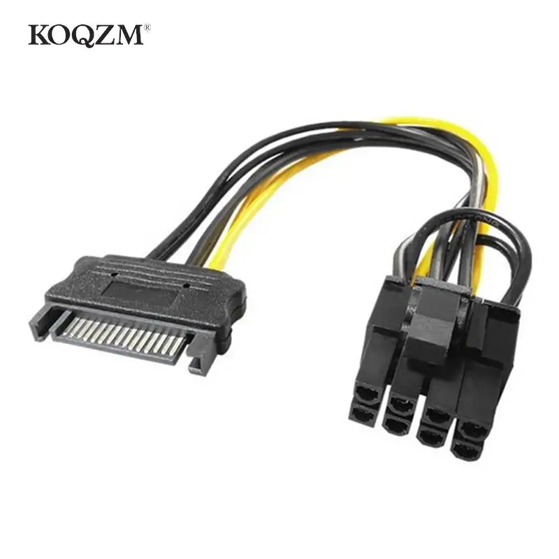 

Кабель питания PCI-E, кабель 15Pin SATA папа-8 Pin 6 + 2 Pin, 20 см, провод от 15Pin до 8 Pin 18AWG для видеокарты, 1 шт.