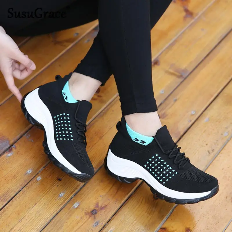 

Susugrace Size 45 Athletic Platform Shoes for Women Outdoor Non-slip Breathable Zapatos De Mujer 2022 Hot Sale Oversized Sneaker