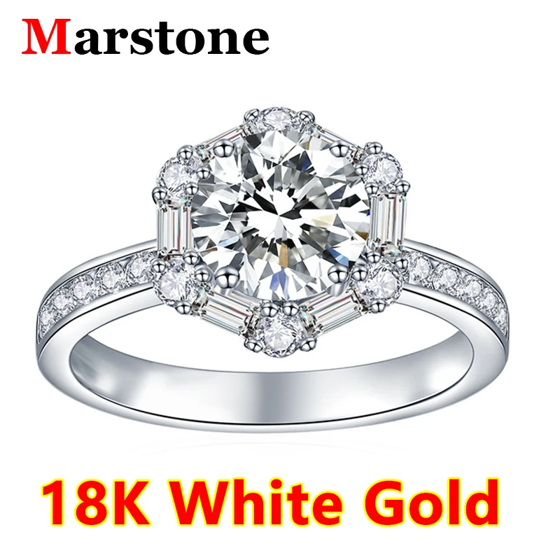 Полный муассанит с бриллиантом позолоченные 18 карат круглые обручальные кольца