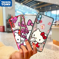 anime hello kitty girl for samsung galaxy s22 s21 ultra s20 fe lite s10 s9 s8 plus 5g frosted translucent phone case