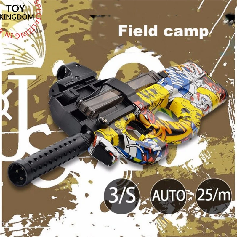 

Electric P90 Graffiti Edition Toy Gun Live CS Assault Snipe Simulation Weapon Outdoor Soft Water Bullet Gun Toys For Boys Kids