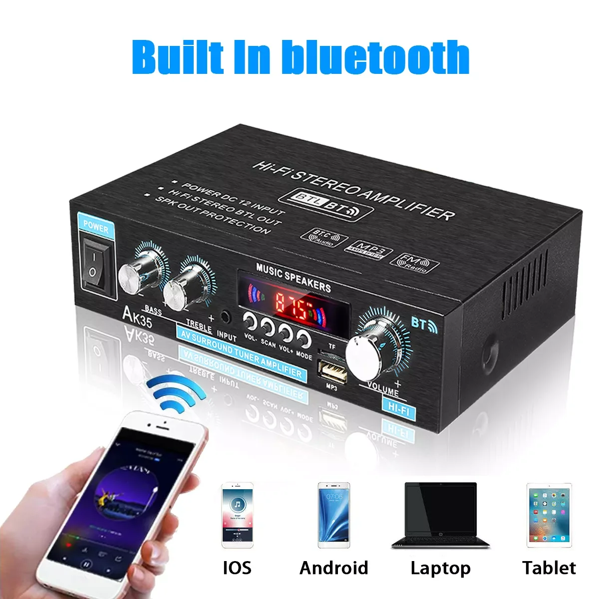

Новинка, домашние Цифровые усилители bt, аудио 110-240 В, усилитель басов, bluetooth, Hi-Fi, FM, автомобильные музыкальные колонки с сабвуфером