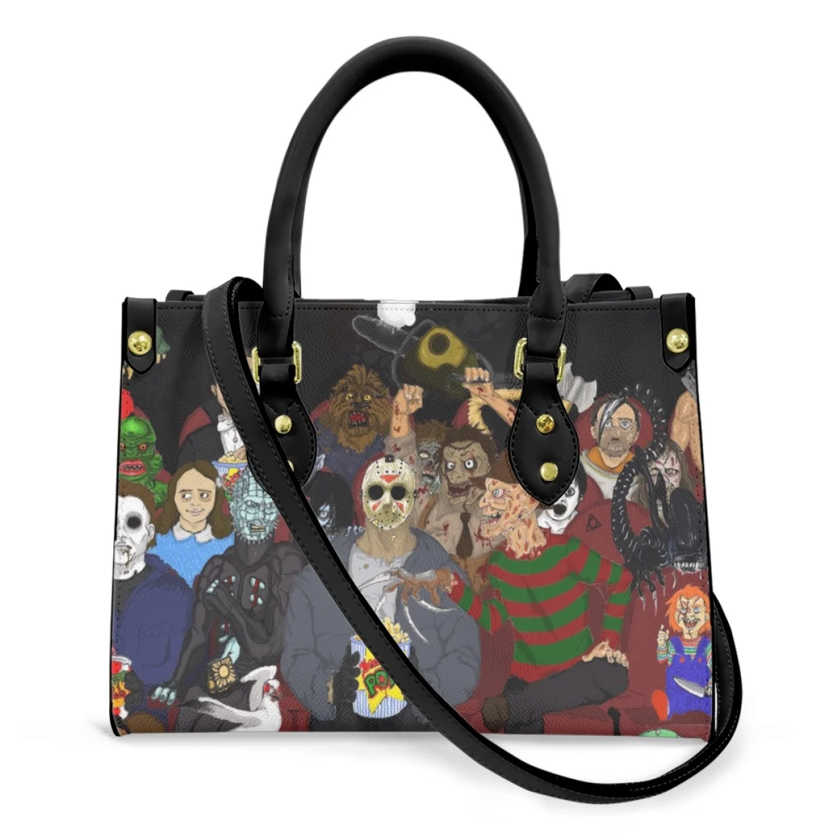 

FORUDESIGNS Thriller TV Series Handbags Ladies Cartoon Horror Puppet Tote Bags Leather PU Hand Bag Travel Shopping Utility