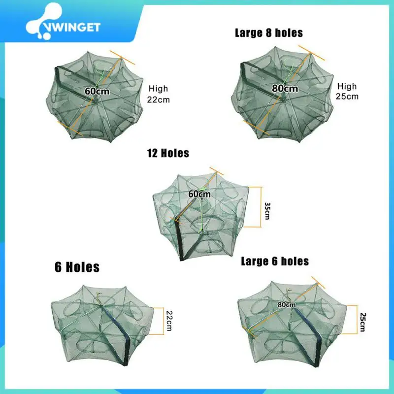 1~10PCS Portable 6 Holes Folded Hexagon Fishing Net Network Casting Crayfish Catcher Fish Trap Shrimp Catcher Tank Cages Mesh