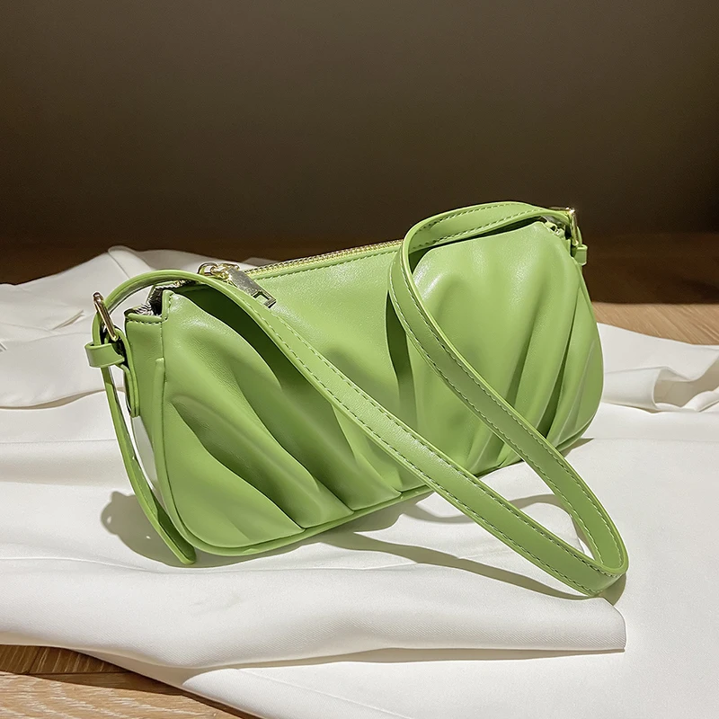 

с доставкой Small Leather Underarm Crossbody Bag Pleats 2022 Summer Trendy Women's Beading Handbag Tote Luxury Shoulder Bags