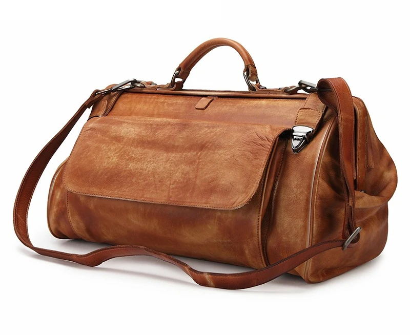 

Top Grade Black Coffee Genuine Leather Travel Bag With Metal Buckle Men Fashion Travel Handbag Anti Theft Designer Bag 100% Skin