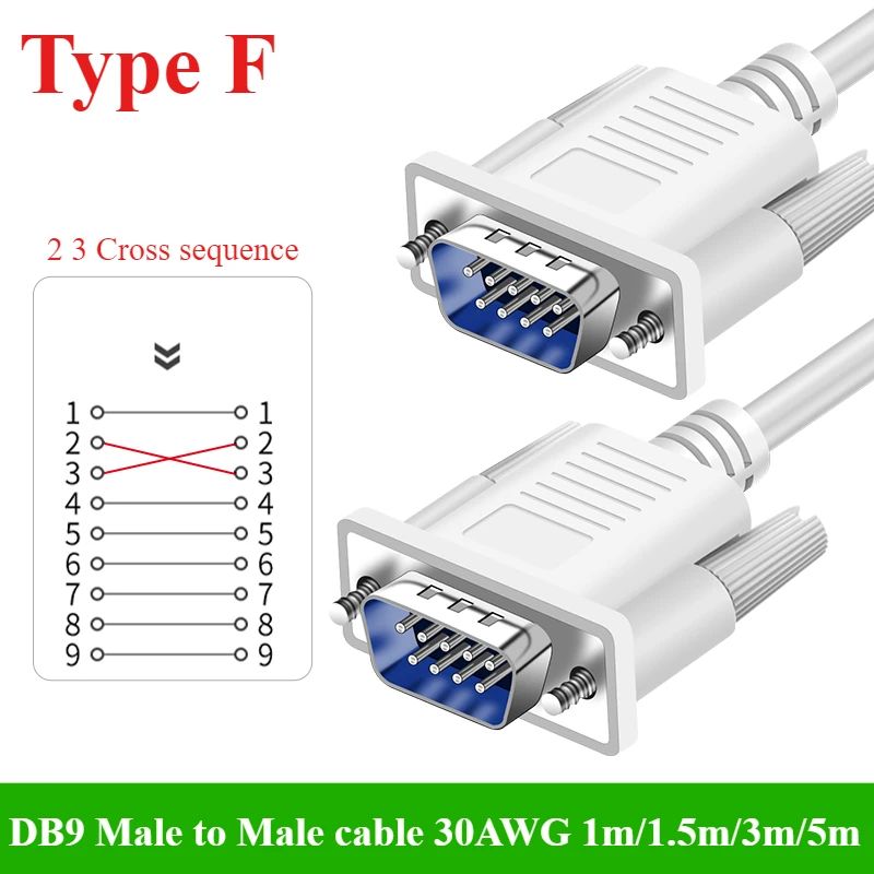 

Последовательный кабель DB9, 9-контактный последовательный кабель RS232, между мужчинами и женщинами/папа, прямой/переворачивающийся удлинительный провод преобразователя ПК, 1 м/1,5 м/3 м/5 м